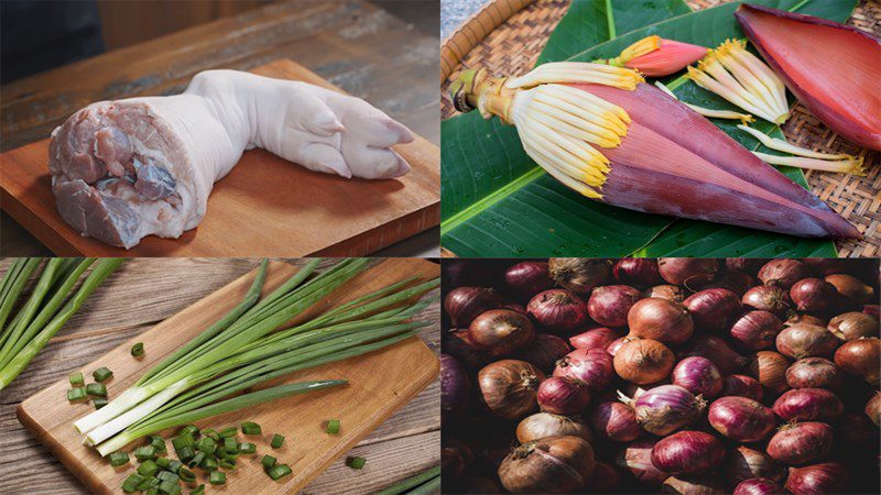 Ingredients for the dish 2 ways to make banana flower soup with pork knuckles