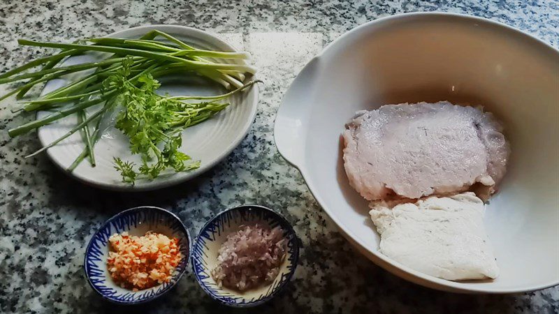 Ingredients for the dish fried fish cake with fish sauce