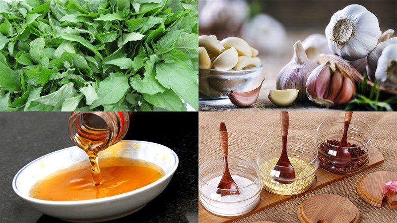 Ingredients for stir-fried tầm bóp with garlic