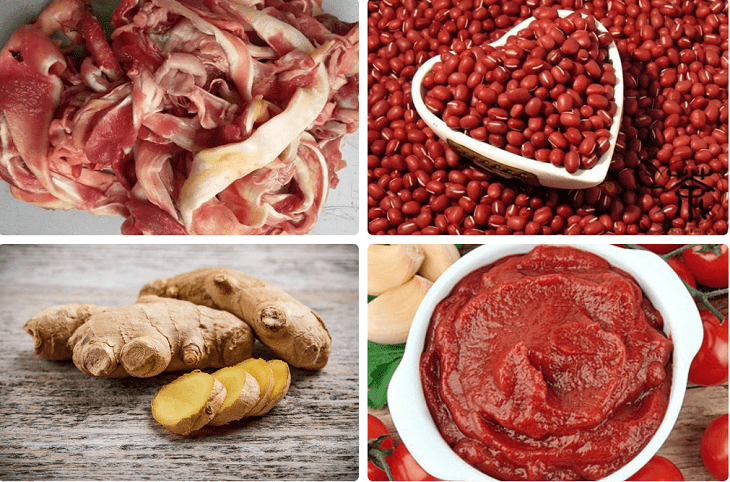 Ingredients for the dish 3 ways to make beef tendons stewed with lotus seeds, red beans, and curry