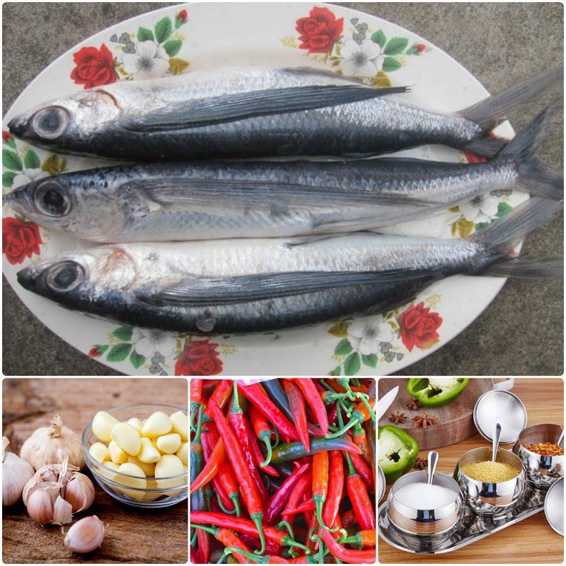 Ingredients for grilled fish with turmeric and garlic