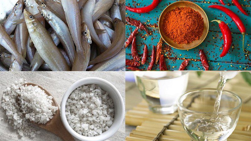 Ingredients for dry goby fish dish