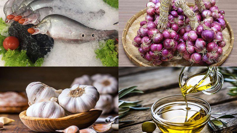 Ingredients for fried snakehead fish cake