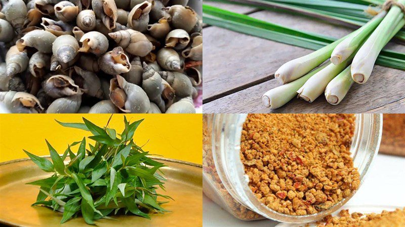 Ingredients for steamed coconut snails with lemongrass