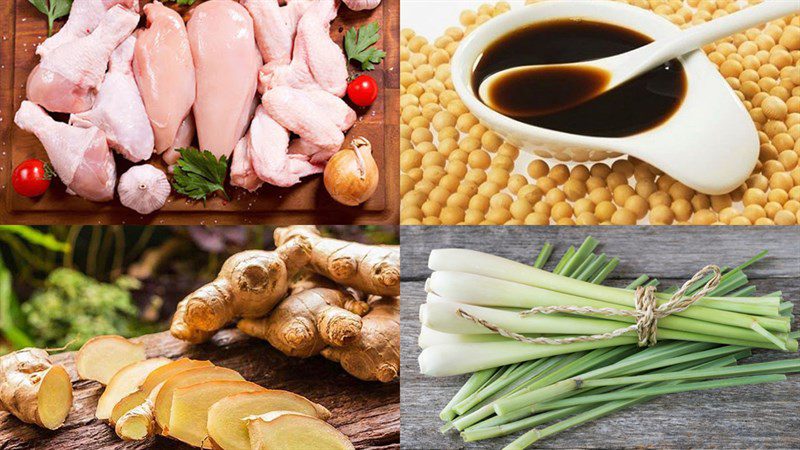 Ingredients for braised chicken with soy sauce