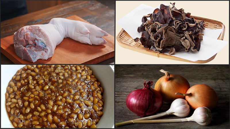 Ingredients for stir-fried pig's trotters