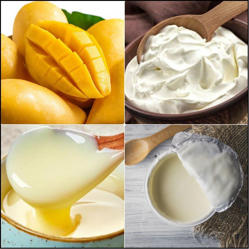 Ingredients for mango smoothie ice cream