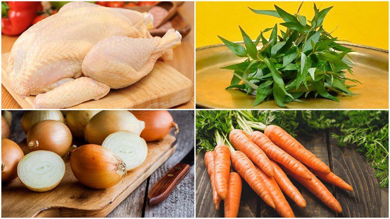 Ingredients for chicken salad with rice paddy herb