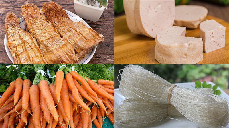 Ingredients for stir-fried dried bamboo shoots dish