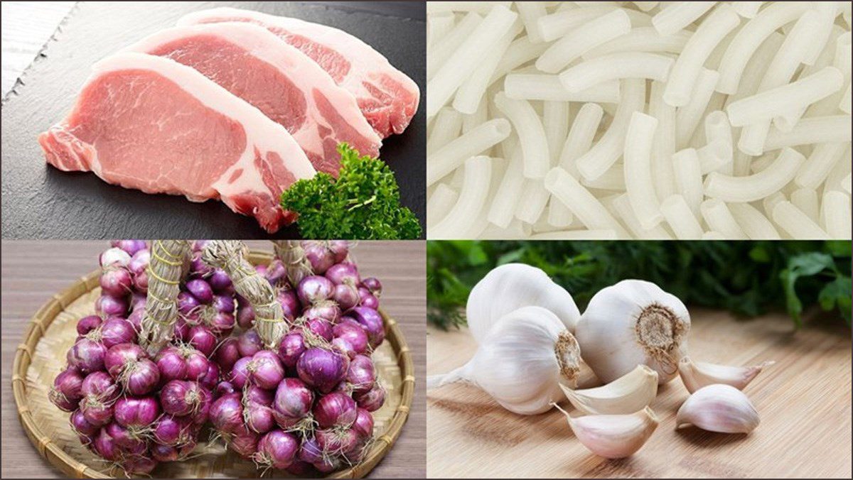Ingredients for stir-fried noodles with pork