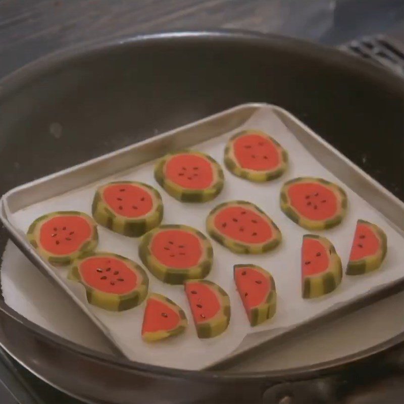 Step 5 Baking cookies Butter cookie in watermelon shape