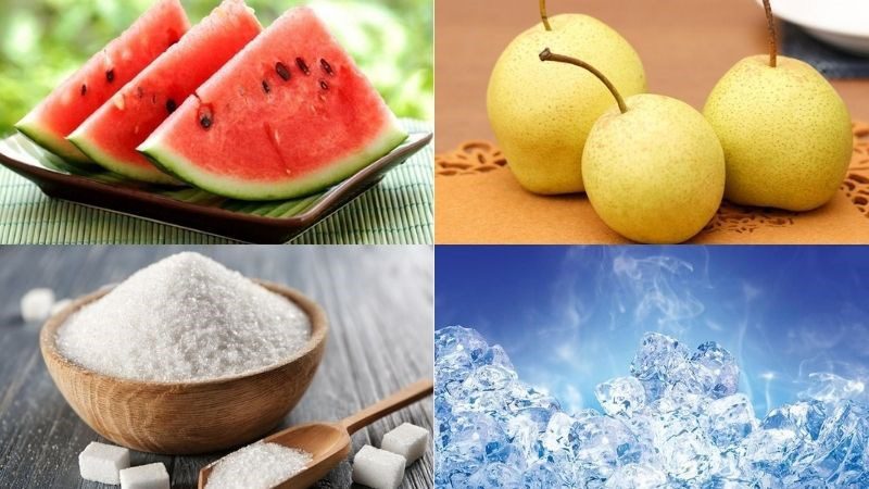 Ingredients for watermelon pear juice using a blender