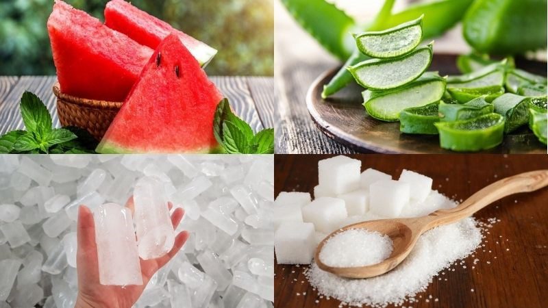 Ingredients for watermelon juice using a blender