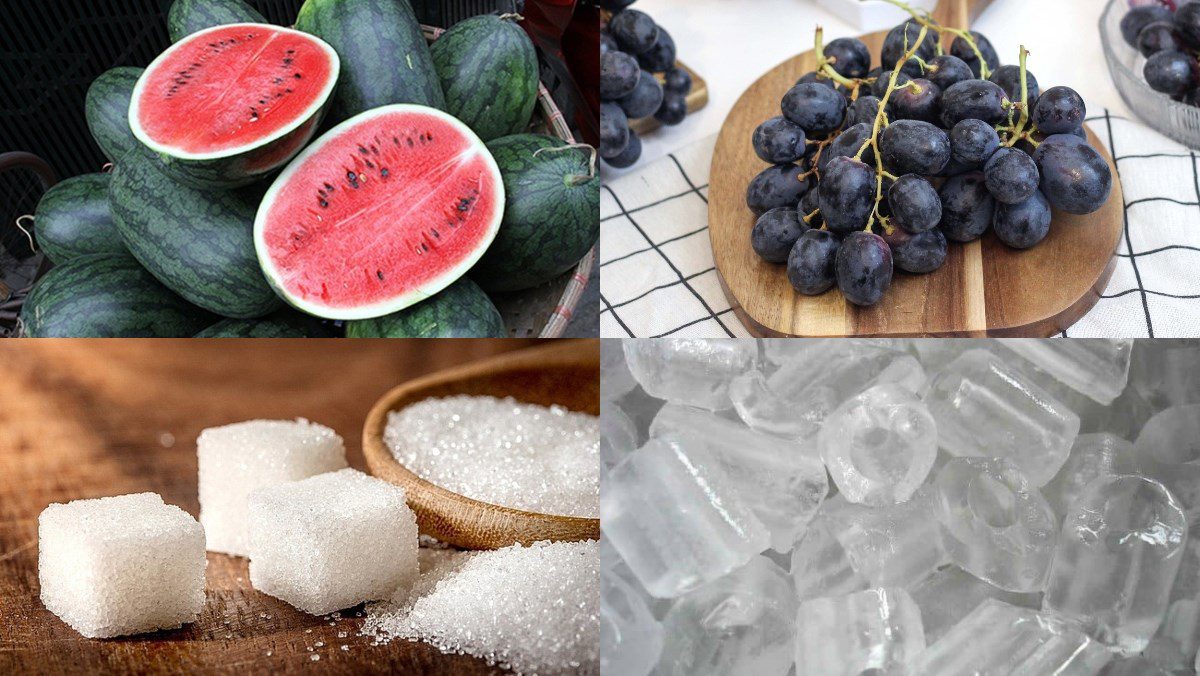Ingredients for watermelon juice using a blender
