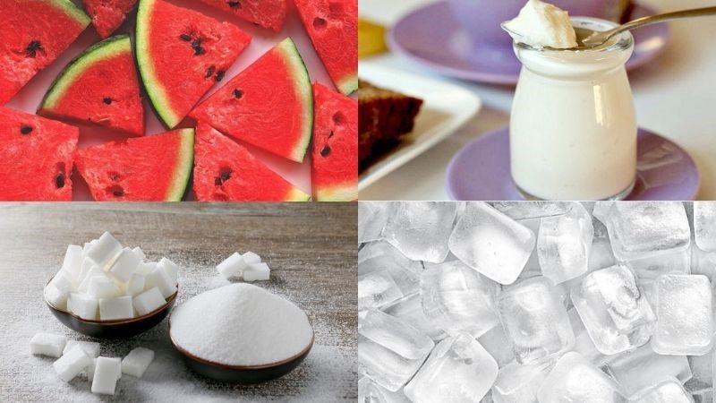 Ingredients for watermelon juice using a blender