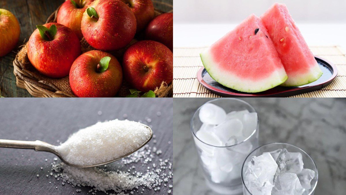 Ingredients for watermelon juice made with a blender
