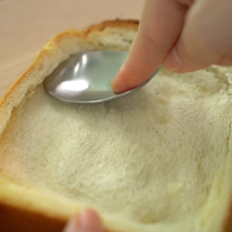 Step 3 Toasting bread with a pan Caramel banana egg toast sandwich