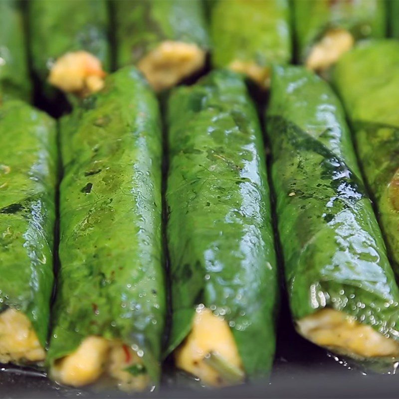 Step 4 Grilling the fish cake Grilled fish cake in betel leaf