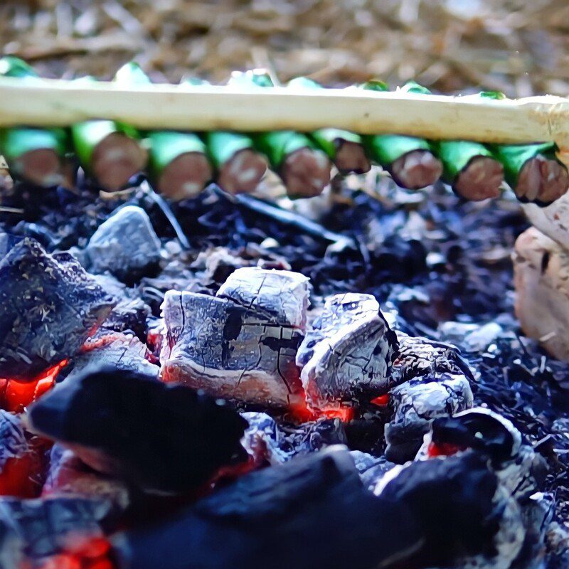 Step 4 Grilling the Meat Grapefruit Leaf Rolls