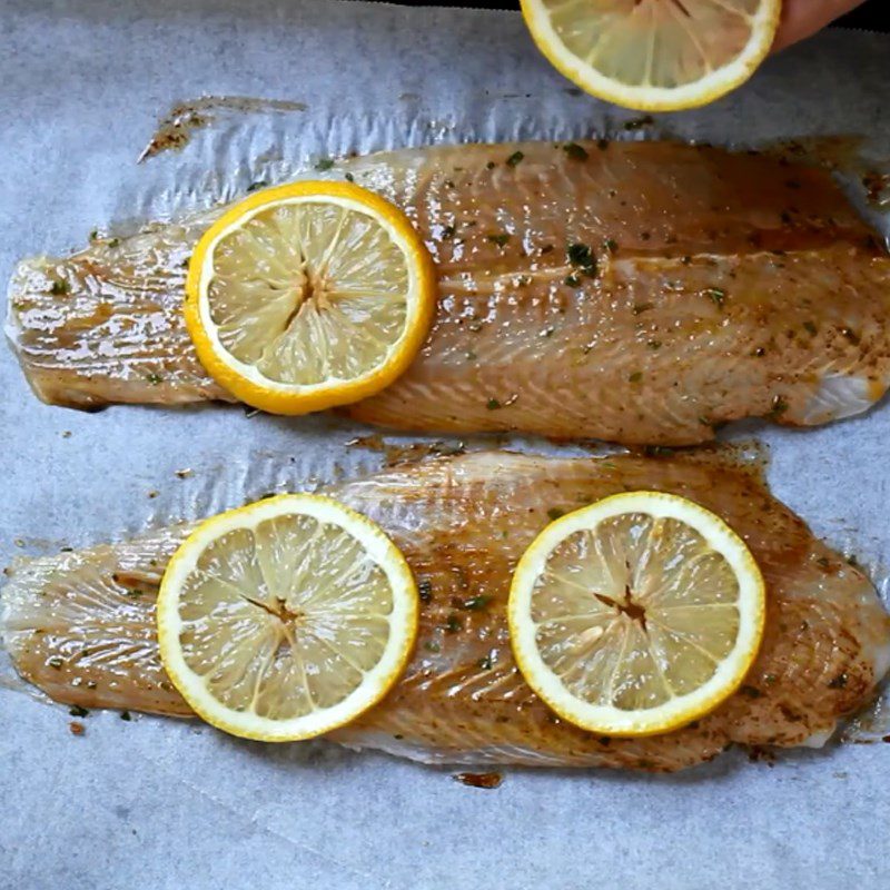 Step 3 Grilled fish fillet Grilled catfish with butter and lemon