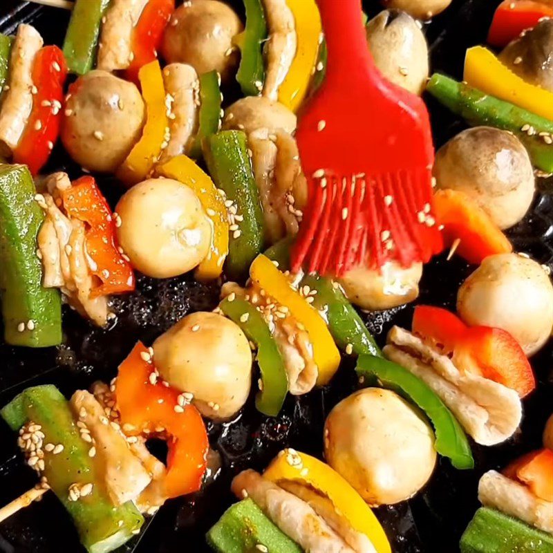 Step 4 Grilling vegetables Vietnamese-style skewers