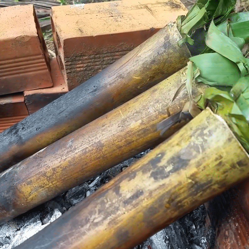 Step 4 Grill the chicken Grilled bamboo tube chicken