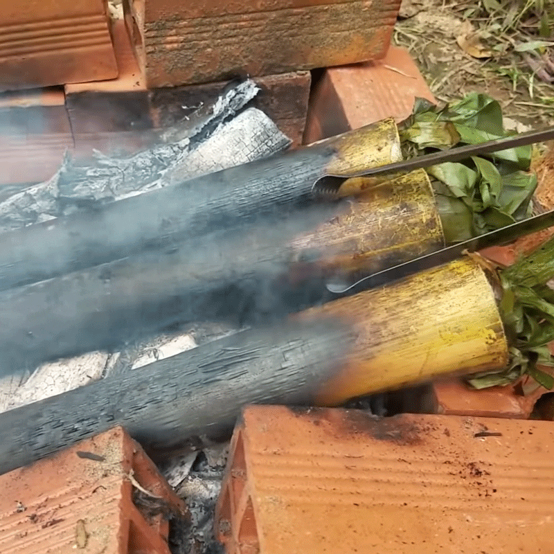 Step 4 Grill the chicken Grilled bamboo tube chicken