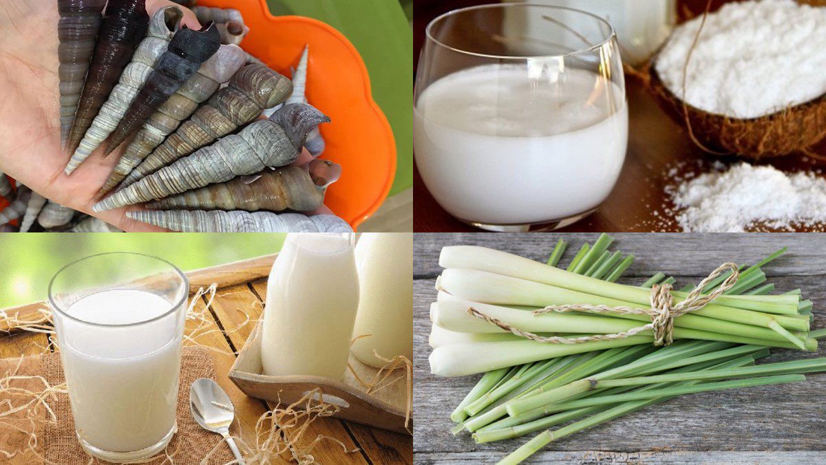 Ingredients for stir-fried coconut snails