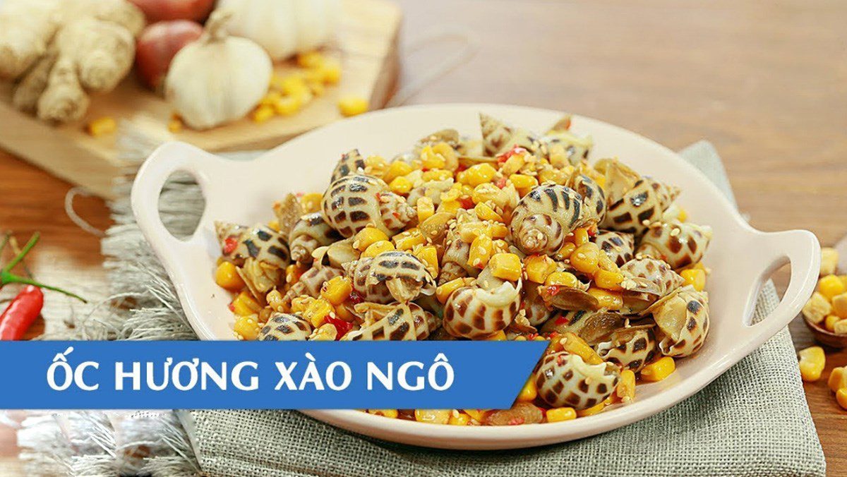 Stir-fried sea snails with corn