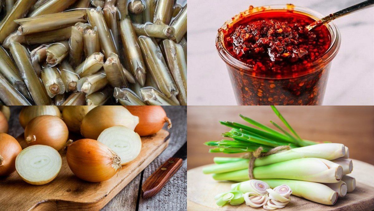 Ingredients for stir-fried razor clams with satay