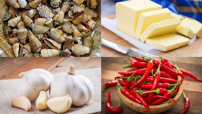 Ingredients for the dish Jumping Snails Stir-fried with Lemongrass, Chili, and Butter