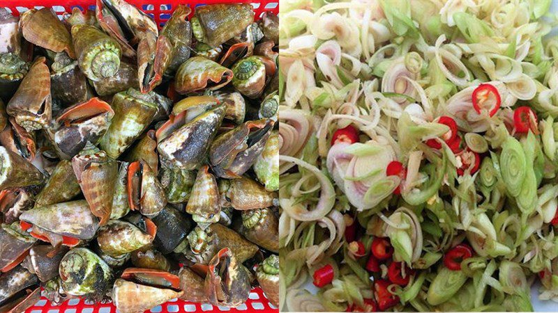 Ingredients for stir-fried snails with lemongrass and chili and garlic butter stir-fry