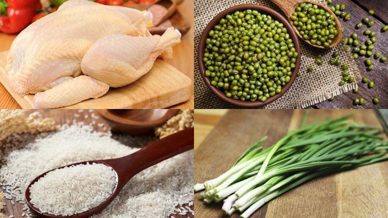 Ingredients for Green Bean Chicken Porridge