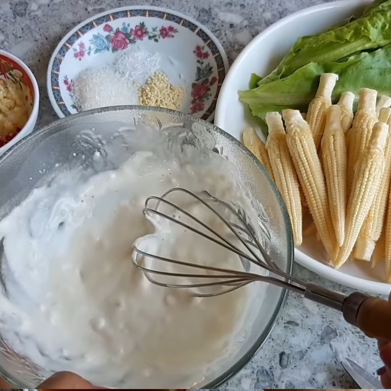 Step 2 Mix the batter Crispy Young Corn with Fish Sauce