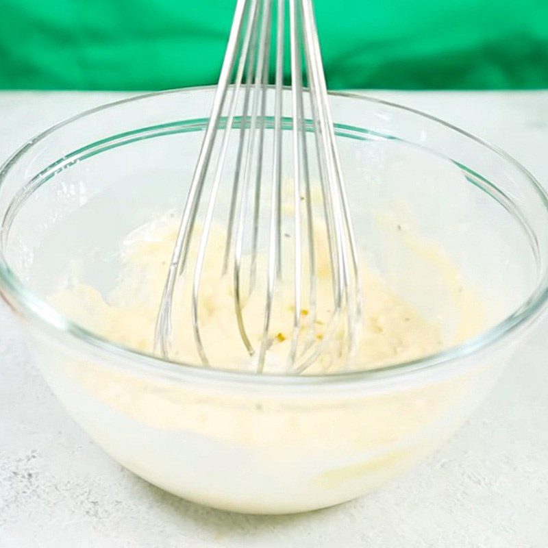 Step 3 Making cake batter for fried mushroom cake