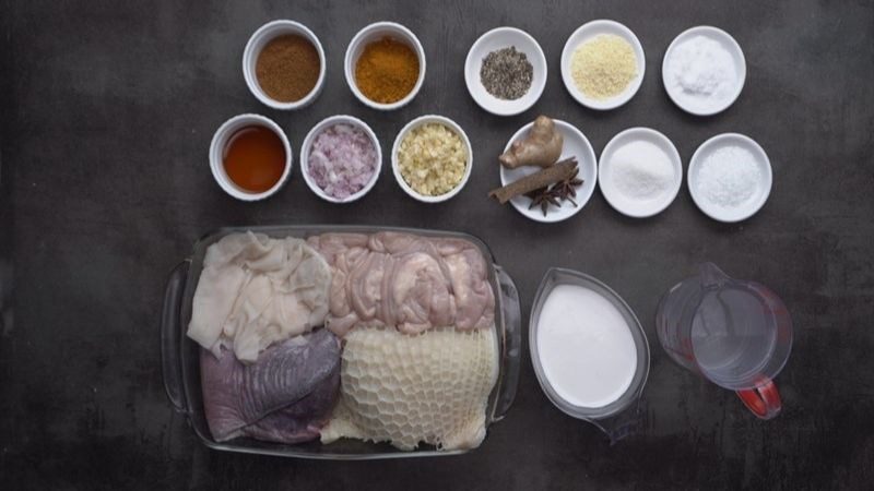 Ingredients for the dish Phá lấu bò