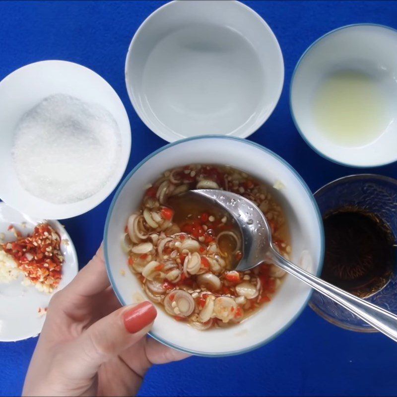 Step 2 Making dipping sauce for snails Snail dipping sauce with lemongrass and chili