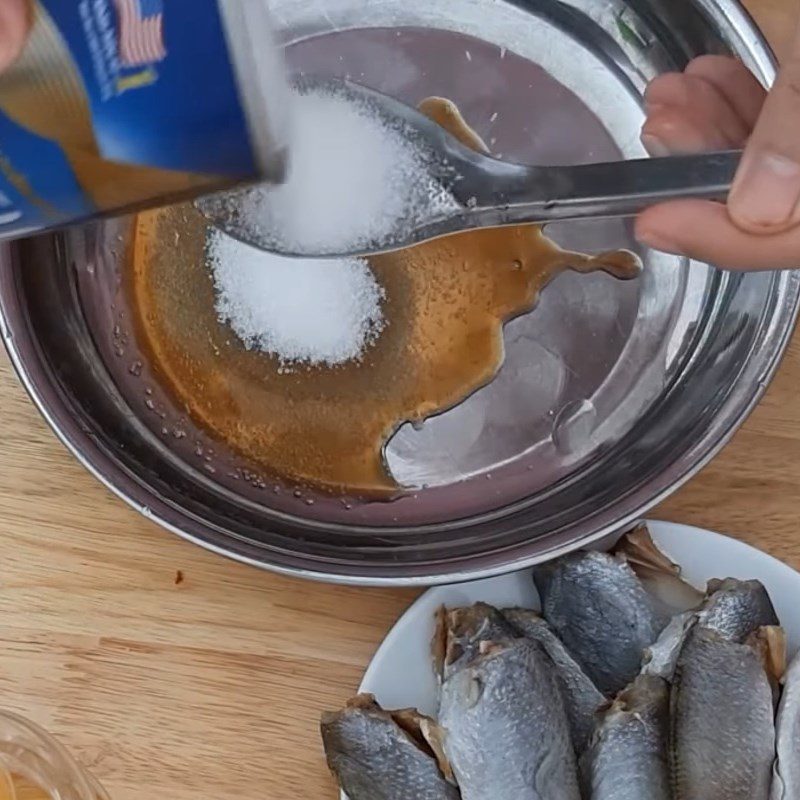 Step 2 Prepare the sauce Dried fish with fish sauce