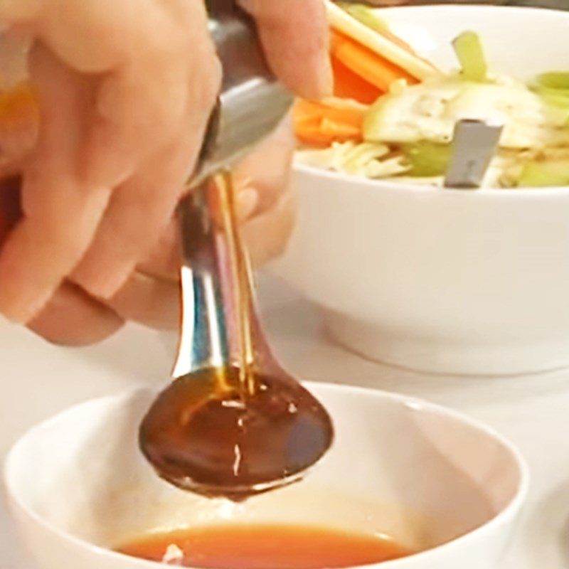 Step 2 Prepare the dressing for jellyfish salad with herbs