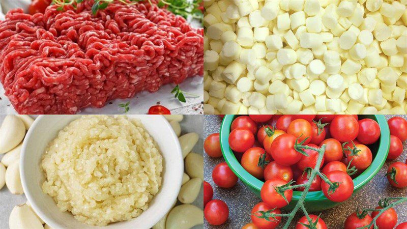 Ingredients for baked cheese beef balls