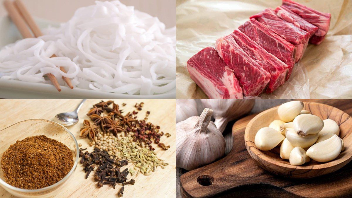 Ingredients for beef pho kho