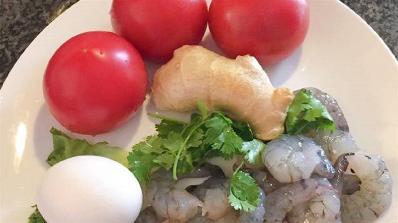 Ingredients for cold tomato shrimp soup and cold Spanish tomato soup