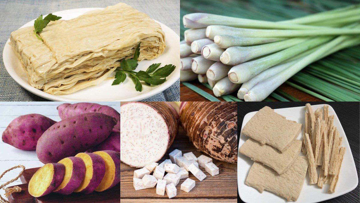 Ingredients for sweet potato spring rolls