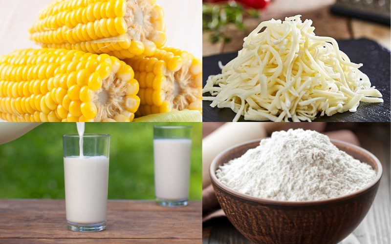 Ingredients for corn cheese pizza