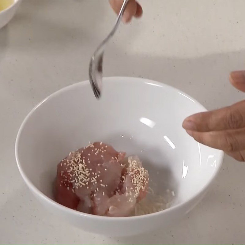 Step 1 Grinding the Fish Paste Fried Quail Egg Fish Balls with Sesame