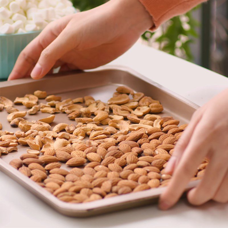 Step 1 Roasting the nuts for Coconut Milk Lime Nougat Candy