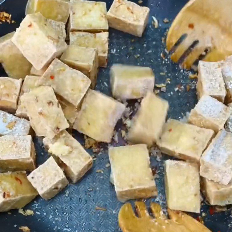 Step 3 Stir-fried tofu Salted tofu (Recipe shared from TikTok Cooking with TasteVN)