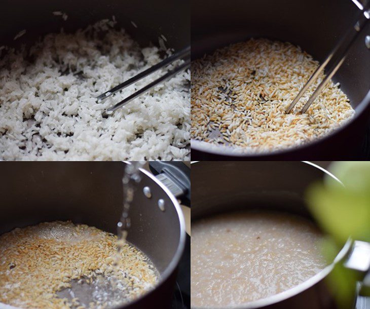 Step 3 Roast the rice for blood cockle porridge