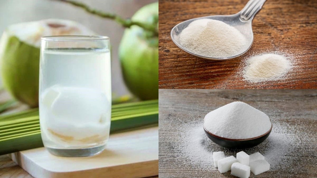 Ingredients for young coconut jelly dish