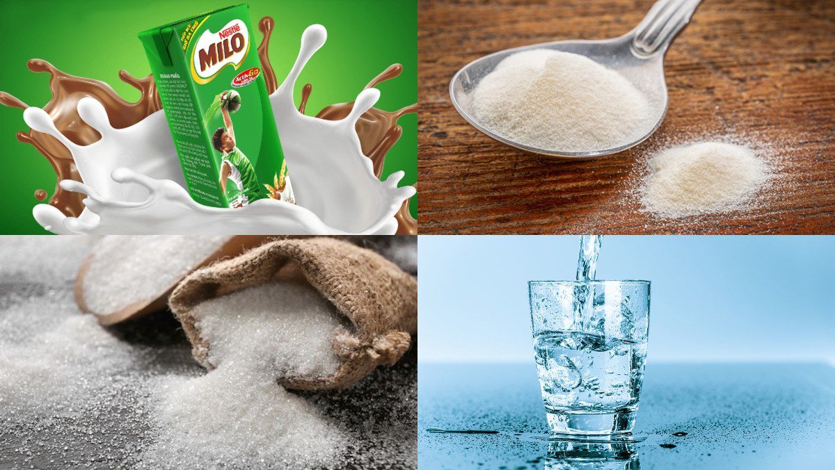 Ingredients for Milo milk jelly dish